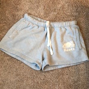 Light blue Roots lounge shorts